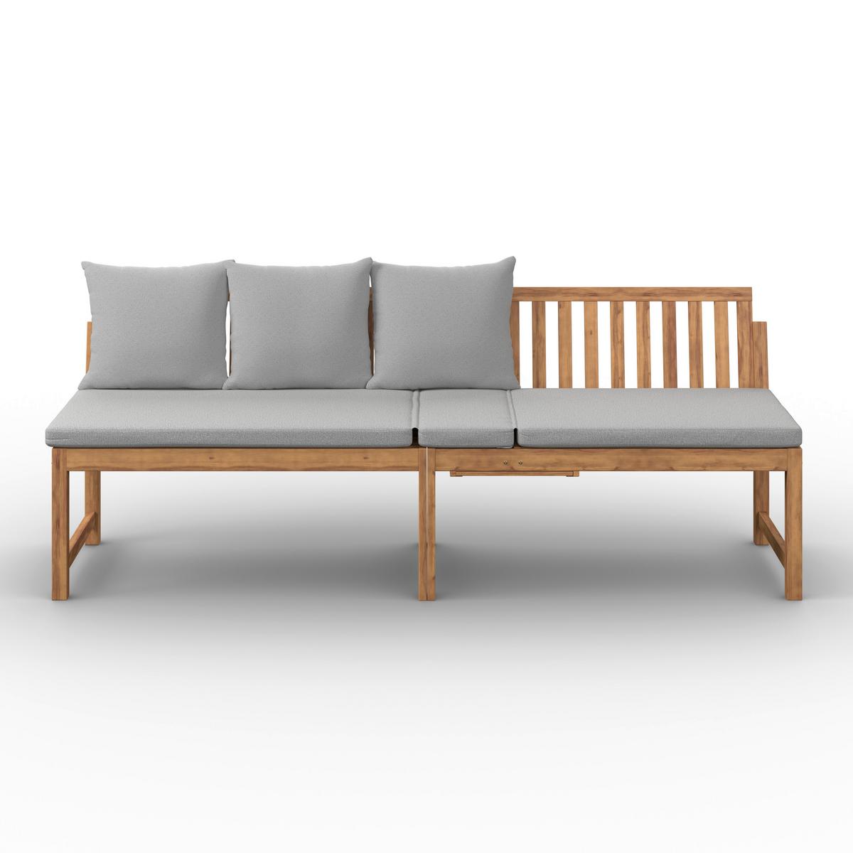 ZÁHRADNÁ LAVICA JUNOA - farba akácie/sivá, Modern, drevo/textil (200/75/60cm) - Bessagi Garden