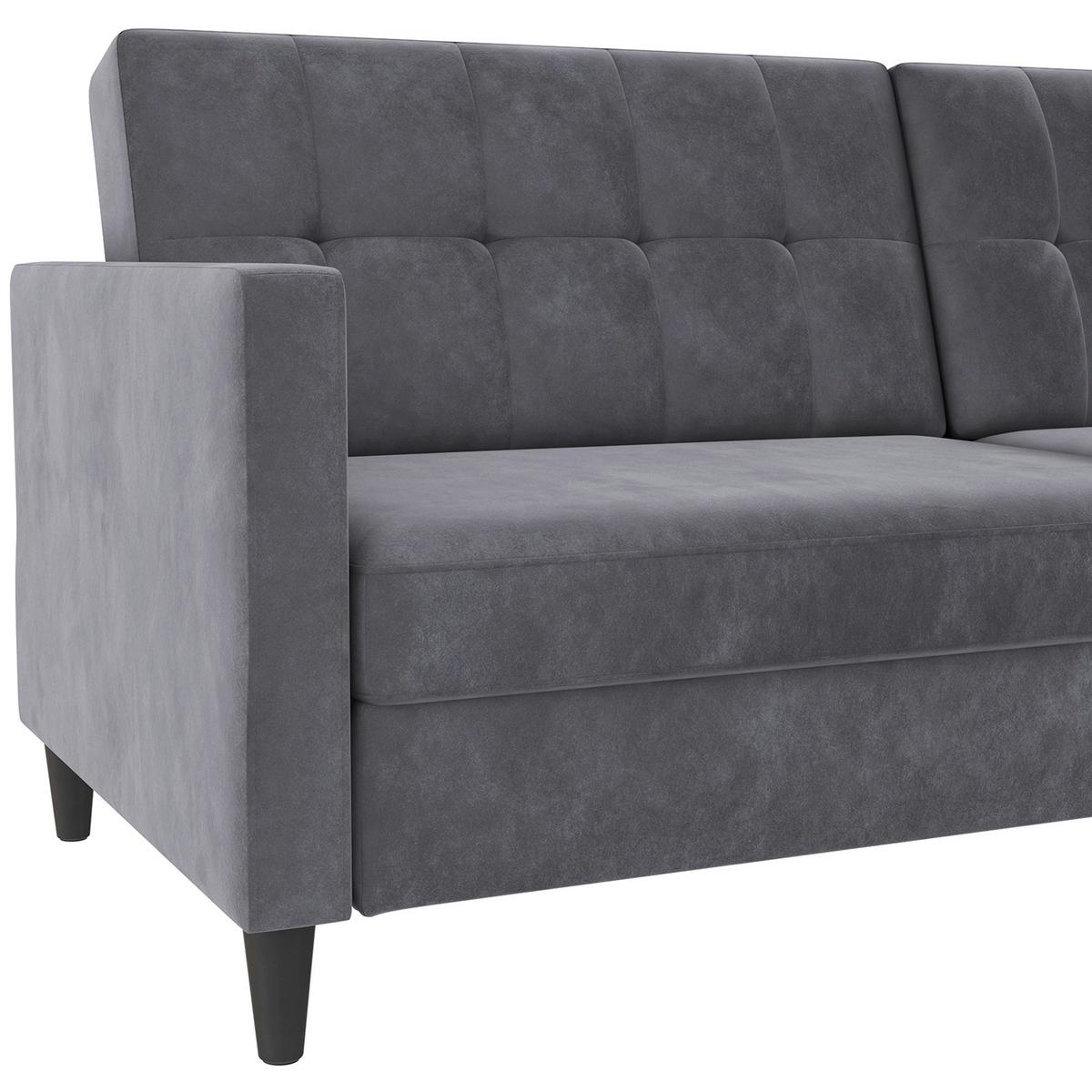 Schlafsofa Hannover Anthrazit, mit Schlaffunktion - Anthrazit/Schwarz, Basics, Textil (203/82/83cm) - Livetastic