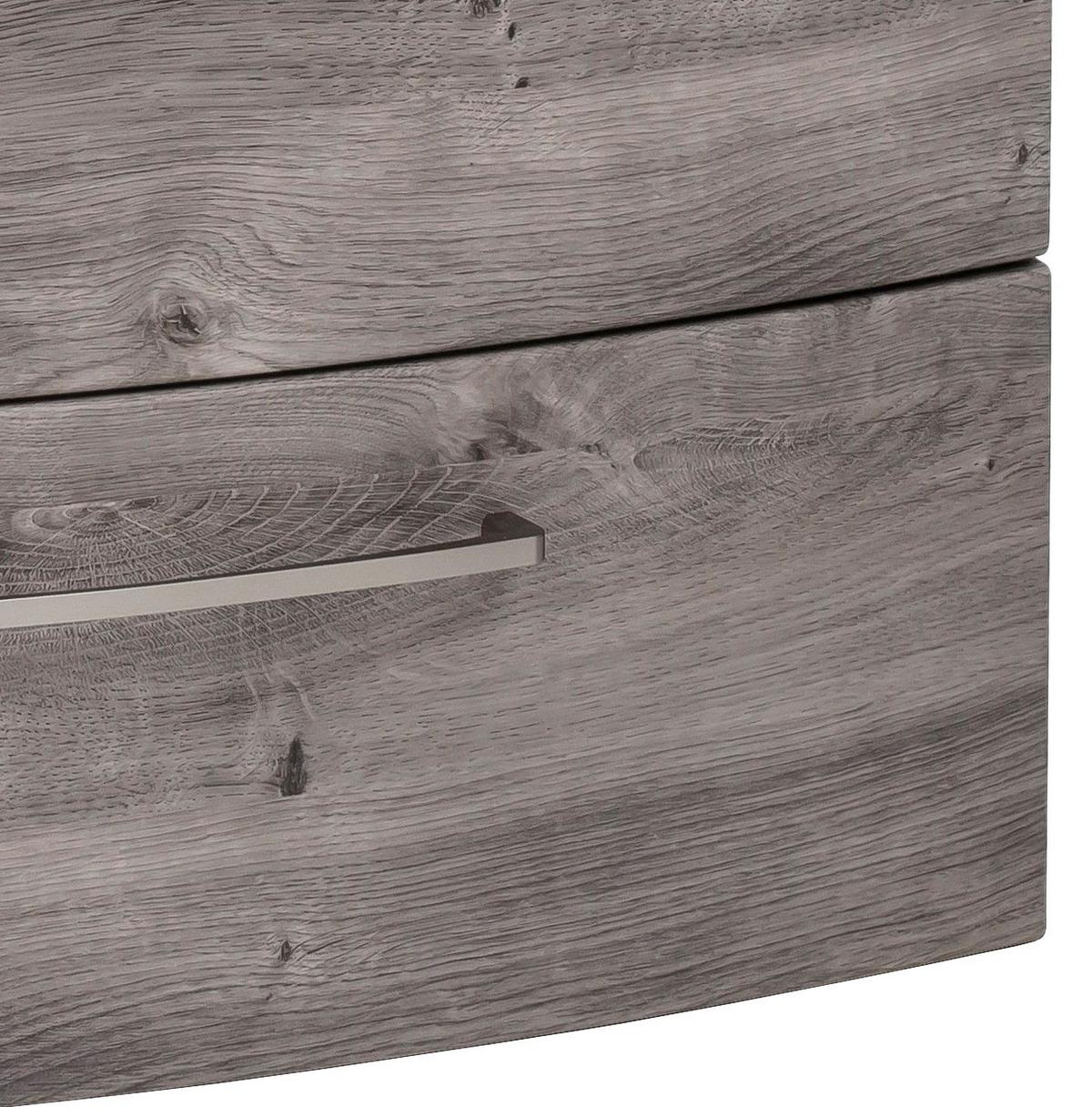 Waschbecken Mit Unterschrank Stockholm B: 80cm Grau Dekor - Eichefarben/Weiß, KONVENTIONELL, Glas/Holzwerkstoff (80cm) - Held