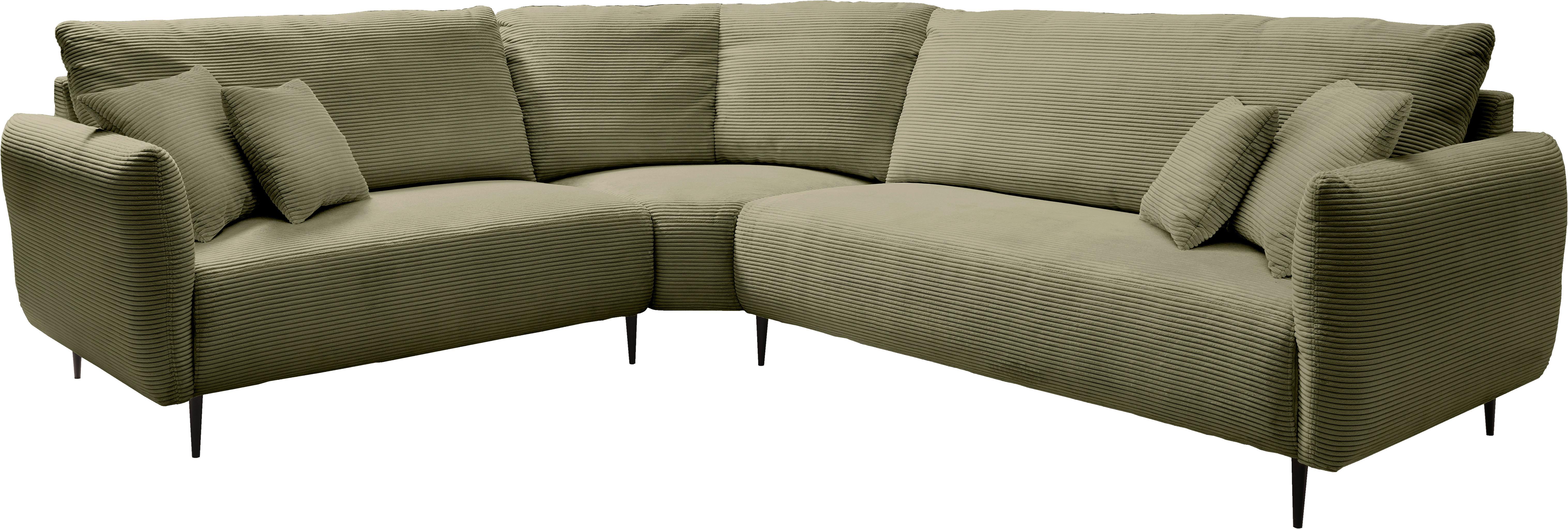 Ecksofa Vanilla mit Armteil- Verstellung, Olivgrün, 256x294 - Schwarz/Olivgrün, Design, Textil (256/294cm) - Livetastic