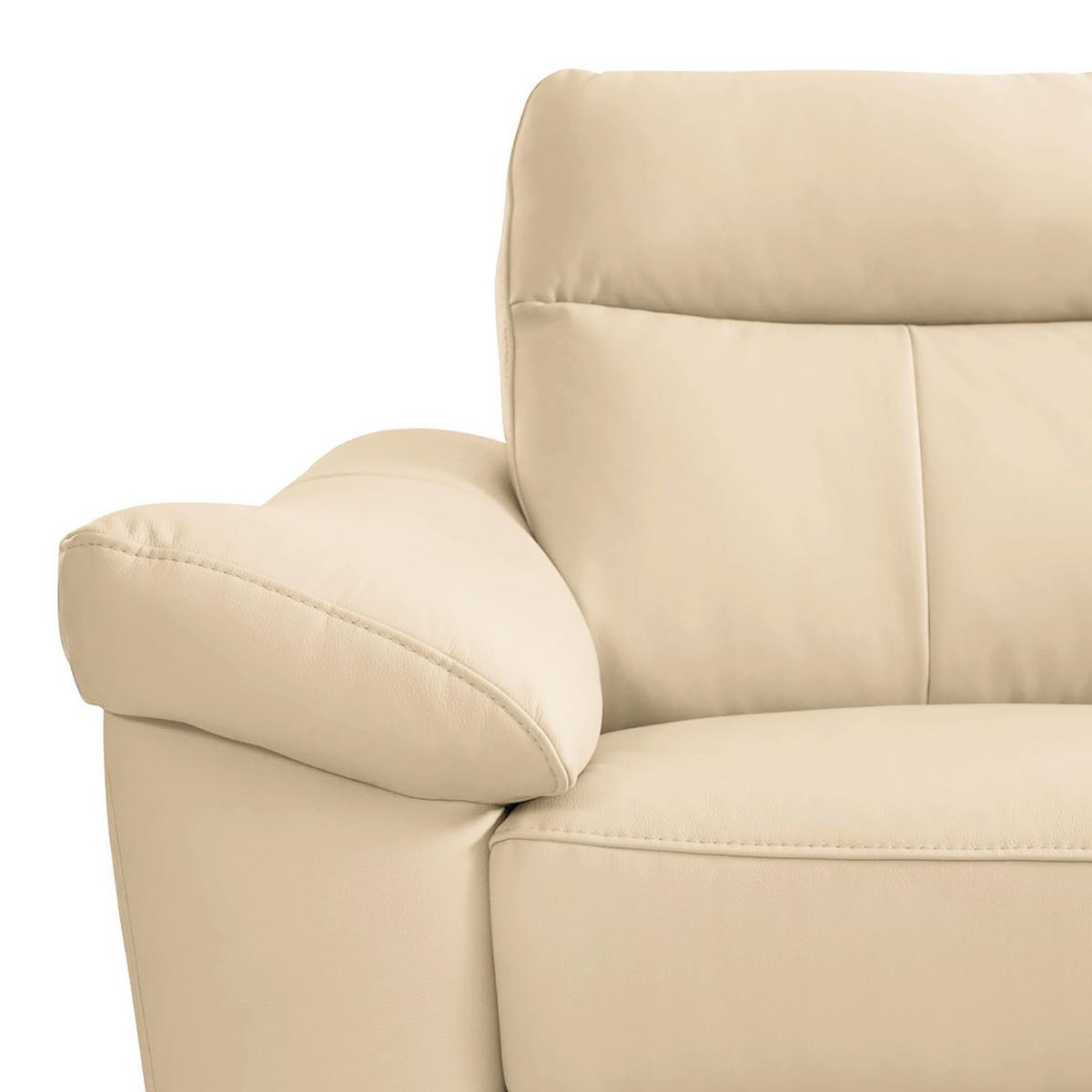 Ecksofa Luna Teilleder Beige 242x194 - Chromfarben/Beige, Design, Leder/Textil (242/194cm) - Livetastic