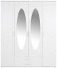 Drehtürenschrank mit Spiegel 159cm Paul, Weiß - Weiß, ROMANTIK / LANDHAUS, Glas/Holzwerkstoff (159/196/53,5cm)