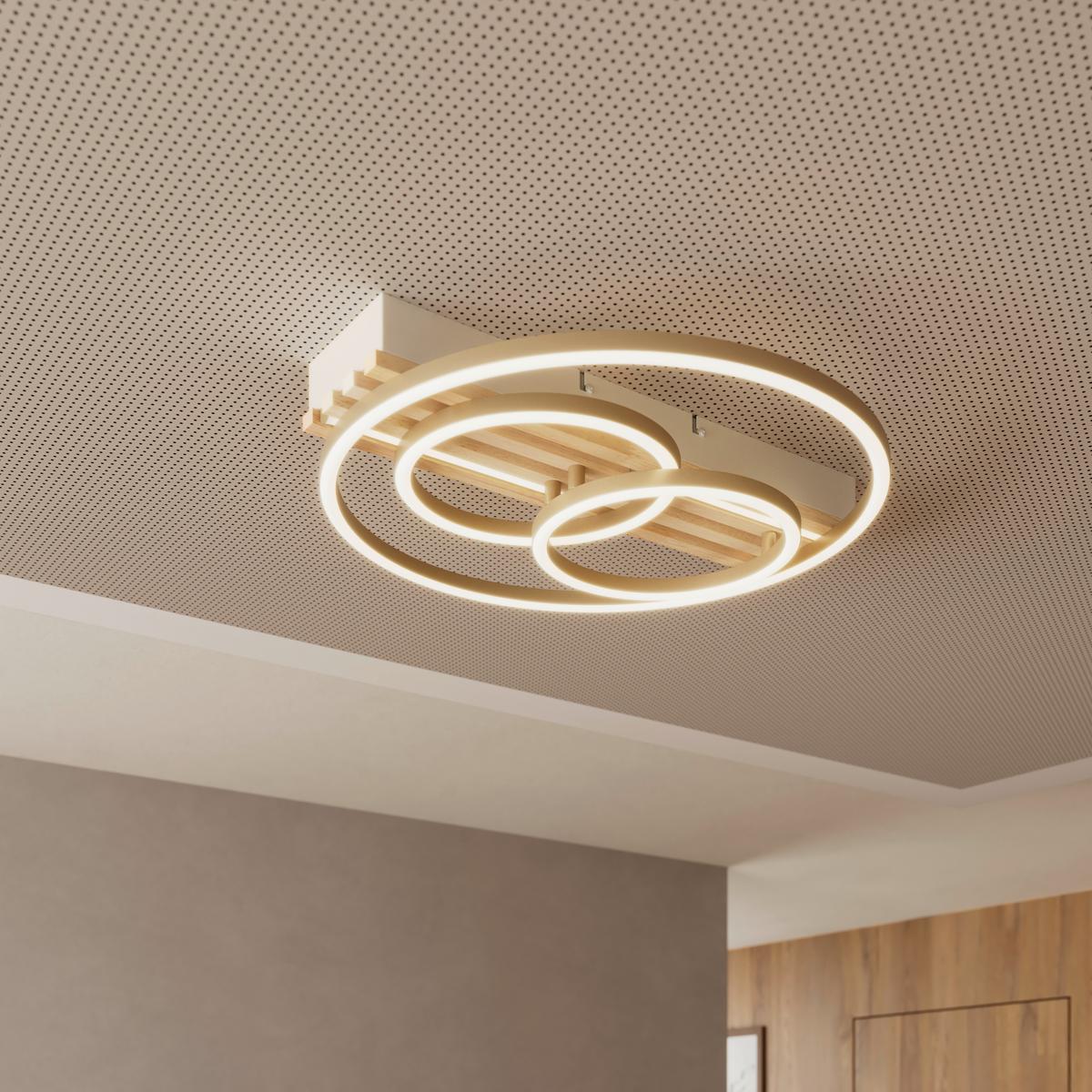 LED-DECKENLEUCHTE CELAL - Champagner/Eichefarben, Basics, Holzwerkstoff/Kunststoff (42/40/7cm) - Luca Bessoni