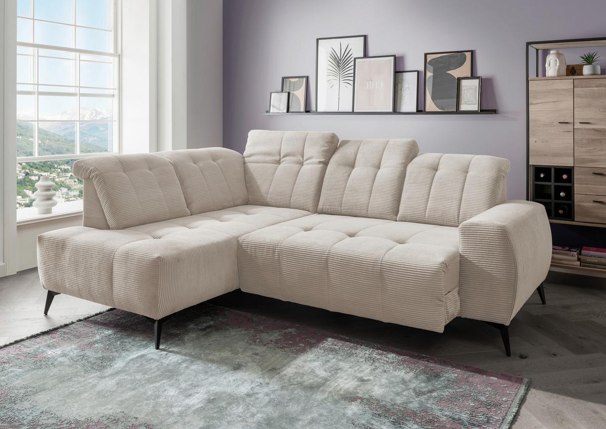 Ecksofa Mit Usb Anschluss Sano, Beige, S: 200x261 Cm - Beige/Schwarz, MODERN, Textil (200/261cm) - Livetastic