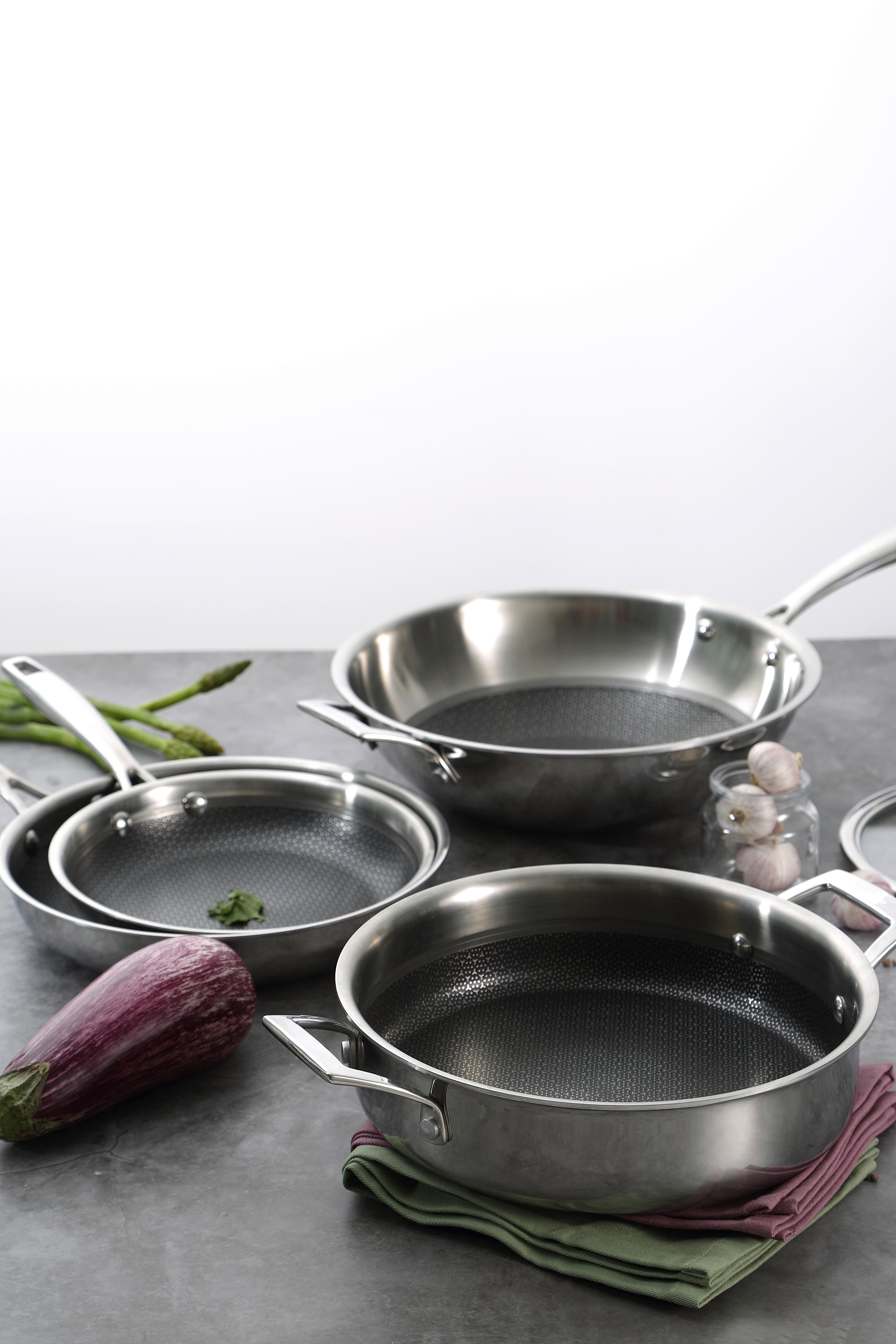 Servappe Saucenpfanne 3 Qt (ca. 2,8 L) – Dreifach Edelstahl, Antihaftbeschichtet Mit Sechskantfutter, Inkl. Deckel