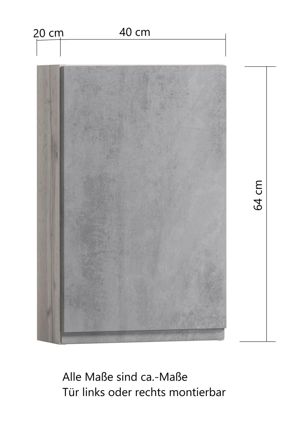 Hängeschrank Verese B: 40 cm Grau/Eiche Wotan - Eiche Wotan/Grau, MODERN, Holzwerkstoff (40/64/20cm) - Held