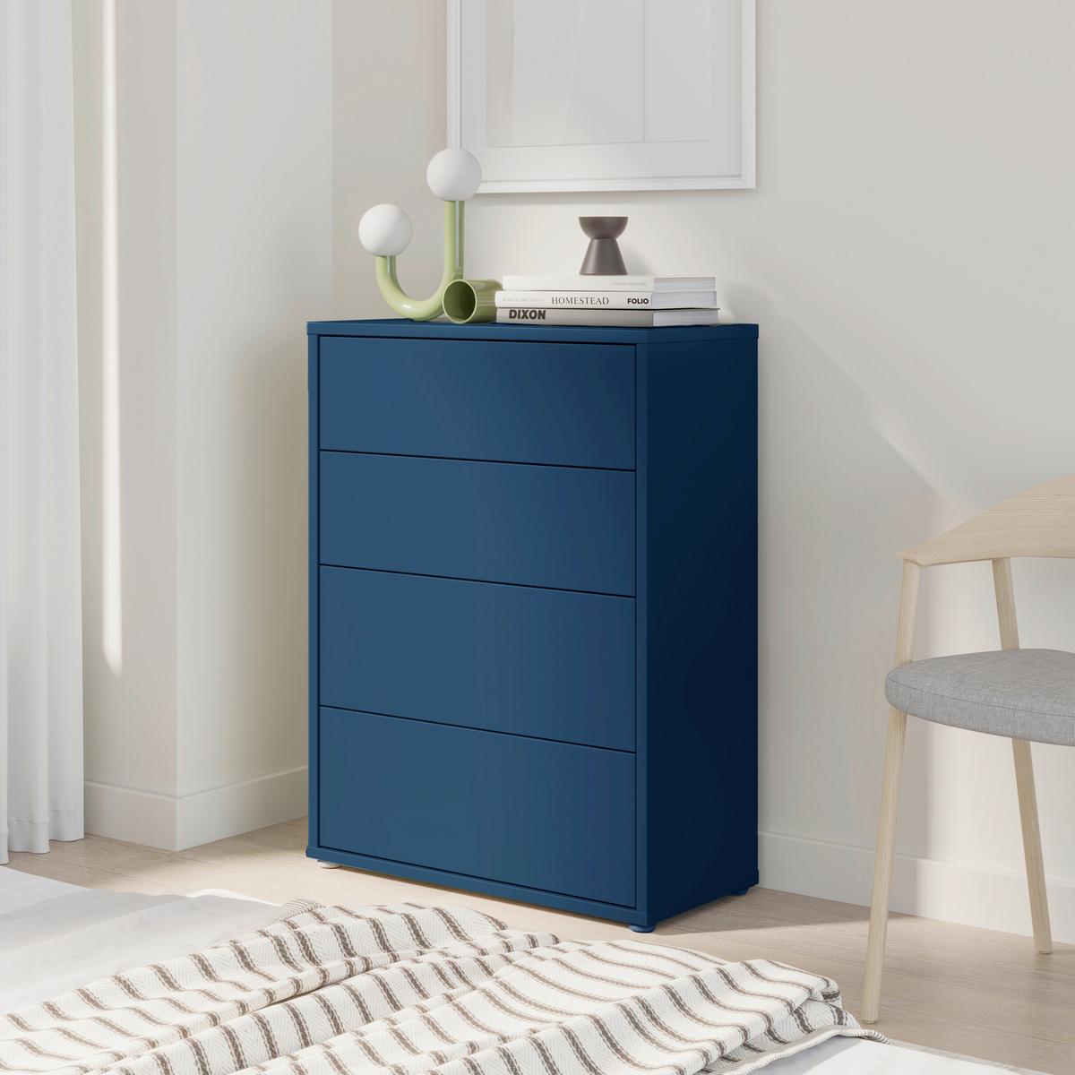 Komoda SPRINGS - tmavě modrá, Moderní, kompozitní dřevo (124,5/121,5/34,9cm)