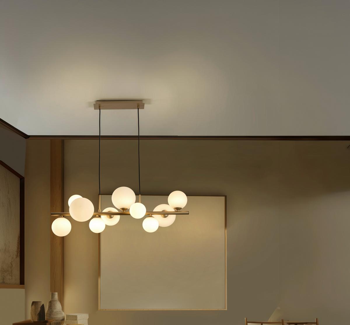 PENDELLEUCHTE Paloma Goldfarben L: 56 cm - Goldfarben, Design, Glas/Metall (86/33/150cm)
