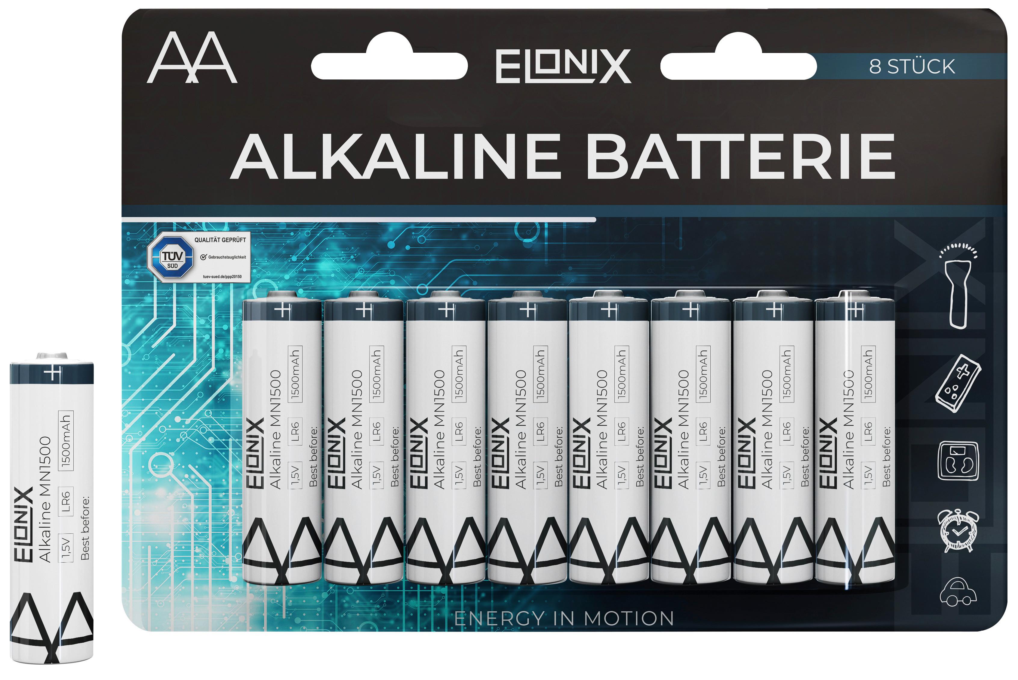 Baterie Alkaline LR6 AA, 8 ks/bal. - bílá/modrá, Basics (1,4/4,8cm)