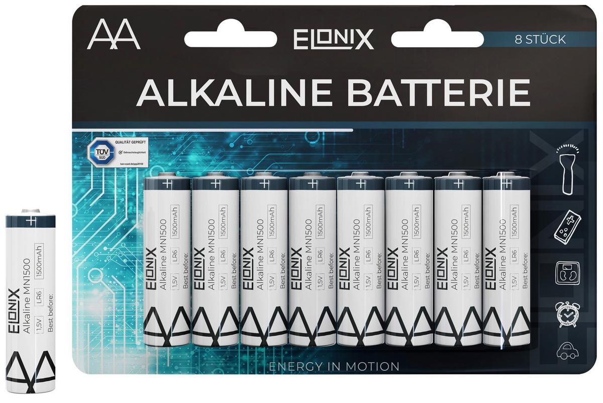 Baterie Alkaline LR6 AA, 8 ks/bal. - bílá/modrá, Basics (1,4/4,8cm)