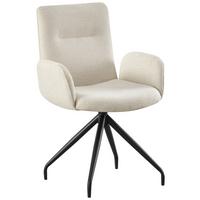Armlehnstuhl Sigrun Webstoff Beige 360° drehbar - Beige/Schwarz, MODERN, Textil/Metall (57/89/62cm) - MID.YOU