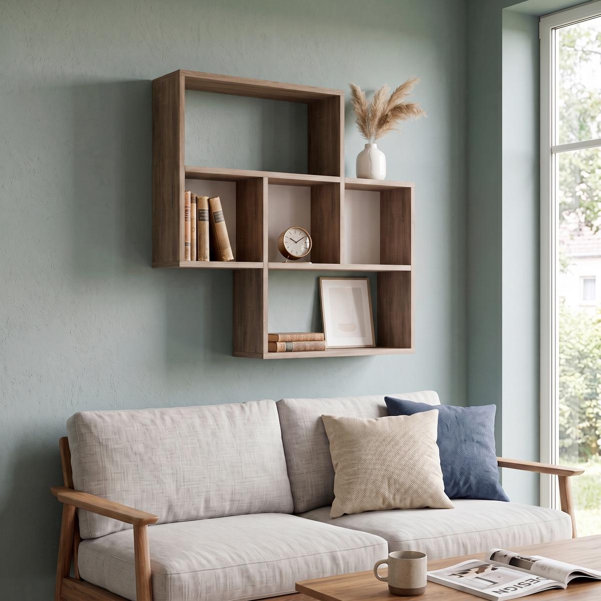 Wandregal Maybe Weiß/Eichefarben B: 85 cm - Eichefarben/Weiß, Design, Holzwerkstoff (85/85/20cm) - Livetastic