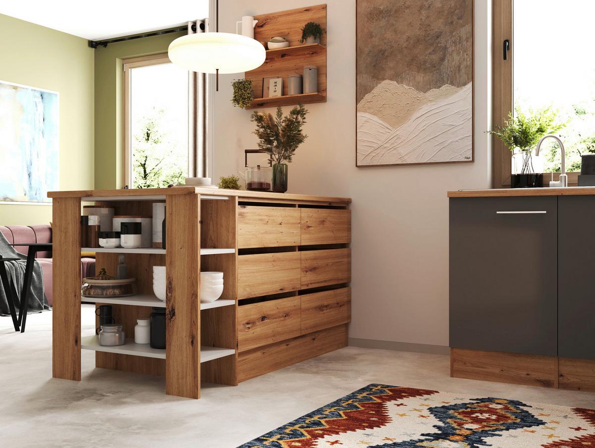 Eckküche Hilde Winkelküche 280 Cm - Wildeiche/Grau, Design, Holzwerkstoff (280/172cm) - Respekta