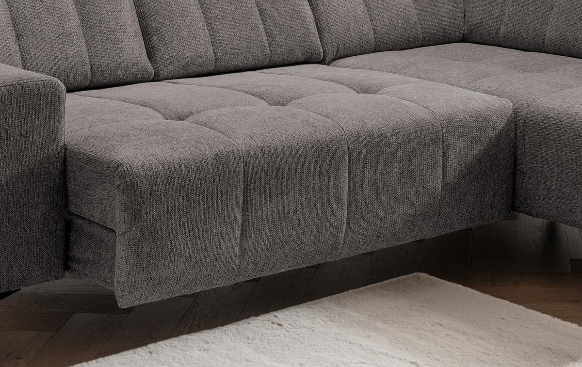 Ecksofa mit USB Anschluss Sano, Graubraun, S: 261x200 cm - Graubraun/Schwarz, MODERN, Textil (261/200cm) - Livetastic