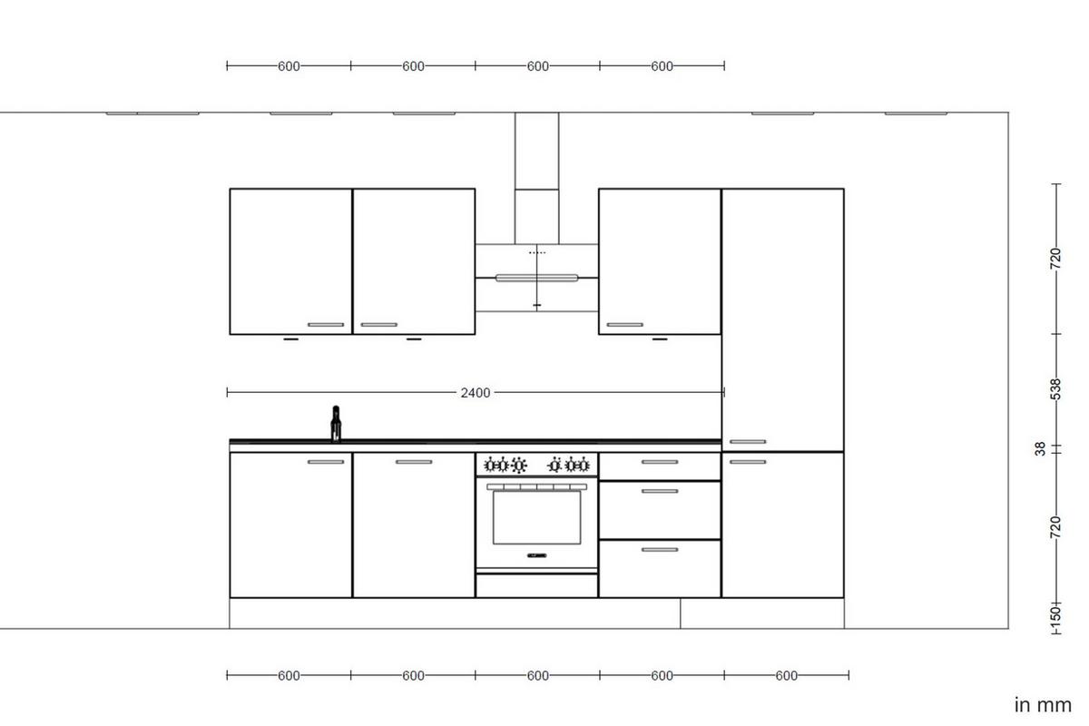 Kuchyňská linka 300 cm, kamenná sivá supermatná - šedá/černá, Moderní, kov/kompozitní dřevo (300cm) - Nobilia