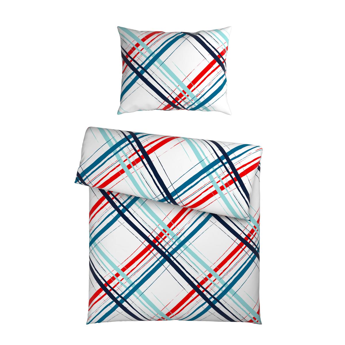 Bettwäsche Jule - Blau/Rot, MODERN, Textil - Luca Bessoni