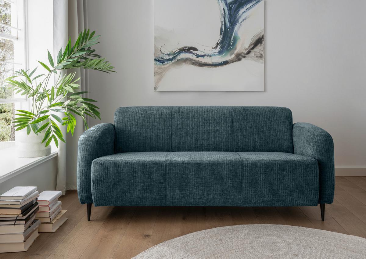3-Sitzer-Sofa Marone Blau B: 180cm - Blau/Schwarz, MODERN, Textil (180/76/90cm) - Livetastic