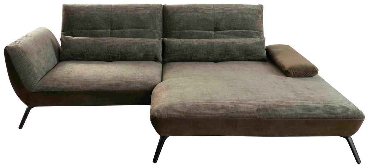 Ecksofa Dover Olivgrün, 273x191-207cm - Schwarz/Olivgrün, Trend, Holz/Holzwerkstoff (273/191-207cm)