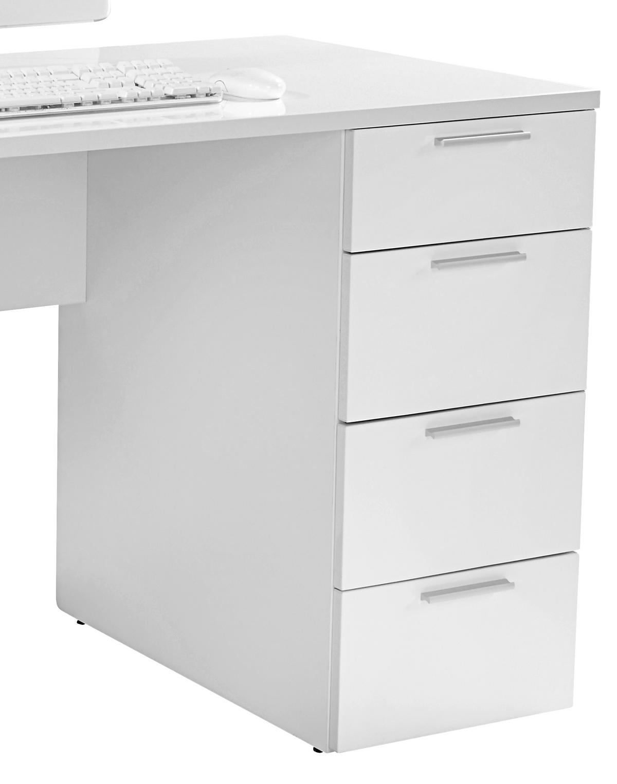 Schreibtisch + Stauraum B: 145 Cm H: 75 Cm Larry Ii New Weiß - Weiß, MODERN, Holzwerkstoff (145/75/60cm)