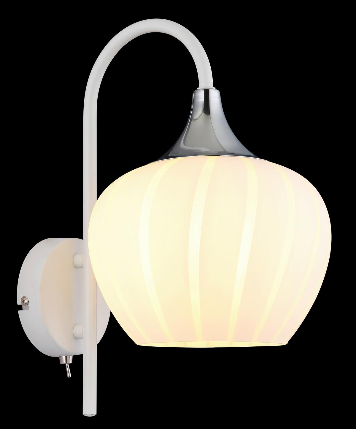 Wandleuchte 15548ww - Chromfarben/Weiß, KONVENTIONELL, Glas/Metall (18/25/32cm) - Globo