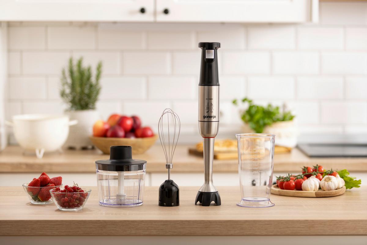 STABMIXER-SET 1500W, 0,5l Behälter - Edelstahlfarben/Schwarz, MODERN, Kunststoff/Metall (5,6/41,8/8,9cm) - Gorenje