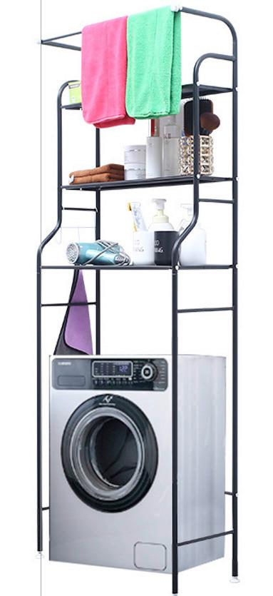 Waschmaschinenregal Anton - Schwarz, Trend, Metall (65/162/25cm) - Homezone