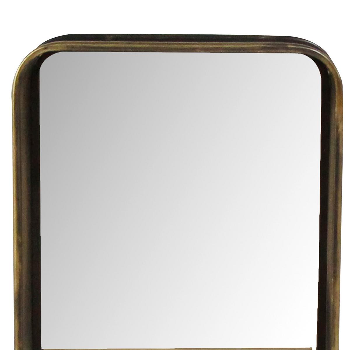 Wandspiegel Eckig Bxh: 18x120 Cm Metall/glas Mit Ablage - Messingfarben/Naturfarben, Basics, Glas/Holzwerkstoff (36/18/120cm)