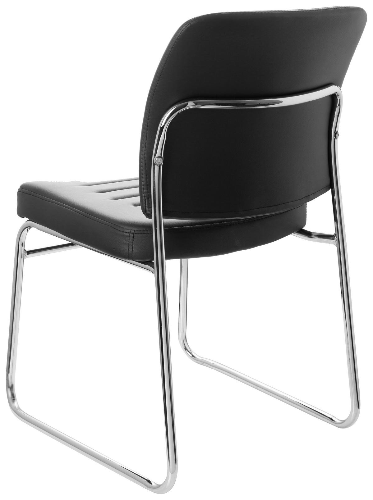Besucherstuhl Tonso Lederlook Schwarz/Chromfarben Bis 110 Kg - Chromfarben/Schwarz, MODERN, Textil/Metall (47/85/51cm) - MID.YOU