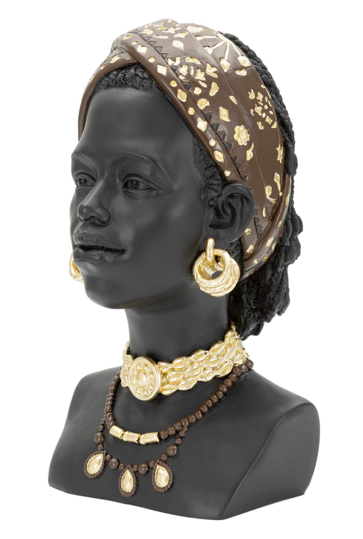 Skulptur Massai Woman Schwarz, Goldfarben, B: 19 cm - Goldfarben/Schwarz, Basics, Kunststoff (19/30/18.5cm)
