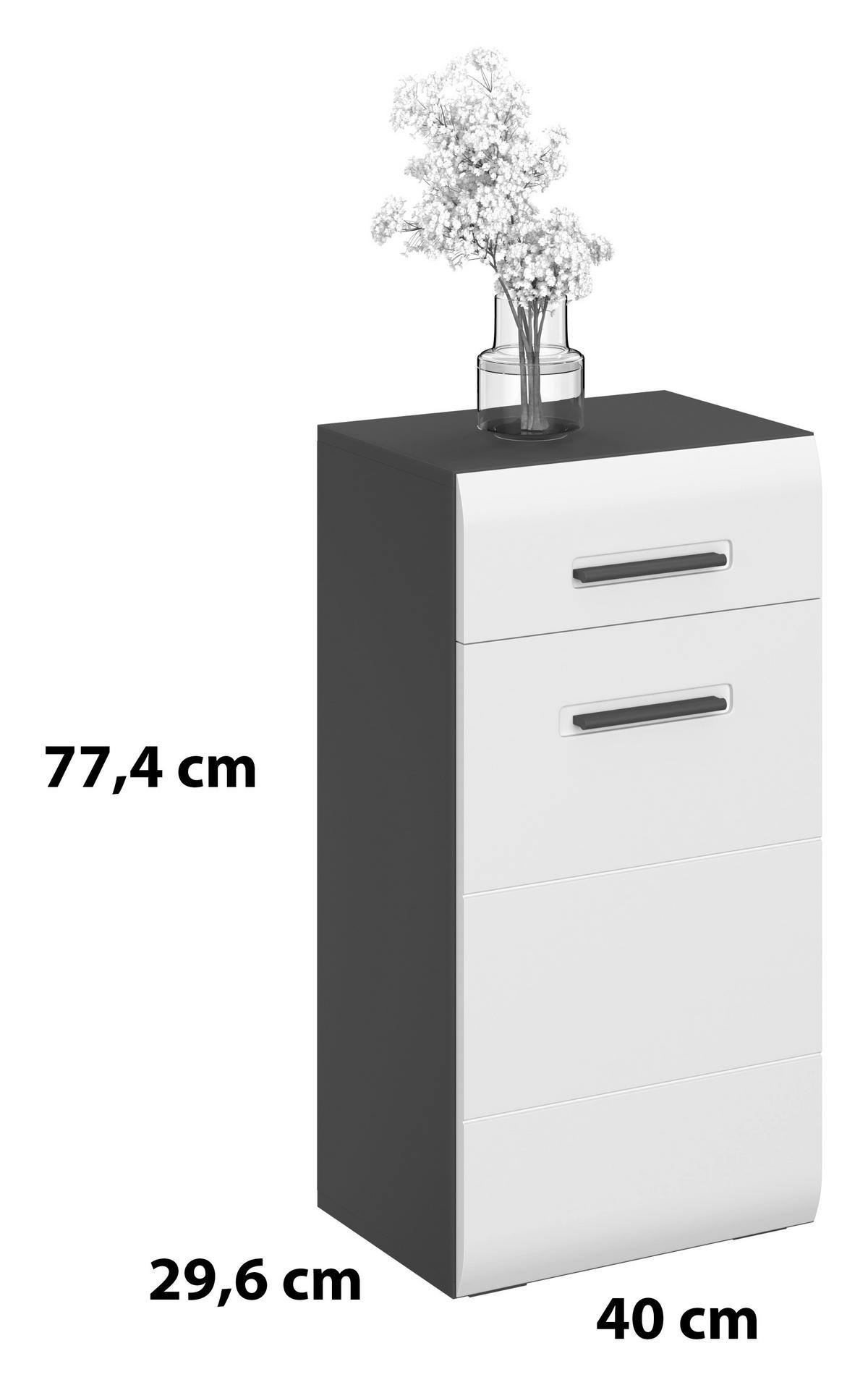Badezimmer Unterschrank Pearl New Snol 112 BxH 40x77,4 cm - Anthrazit/Weiß, KONVENTIONELL, Holzwerkstoff (40/77,4/29,6cm)