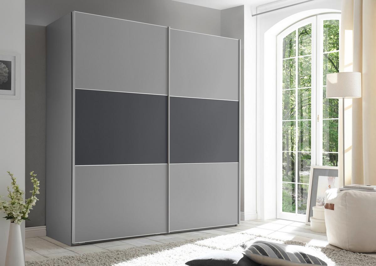Schwebetürenschrank 167cm Includo, Grau/anthrazit - Dunkelgrau/Anthrazit, MODERN, Holzwerkstoff (167/222/68cm)