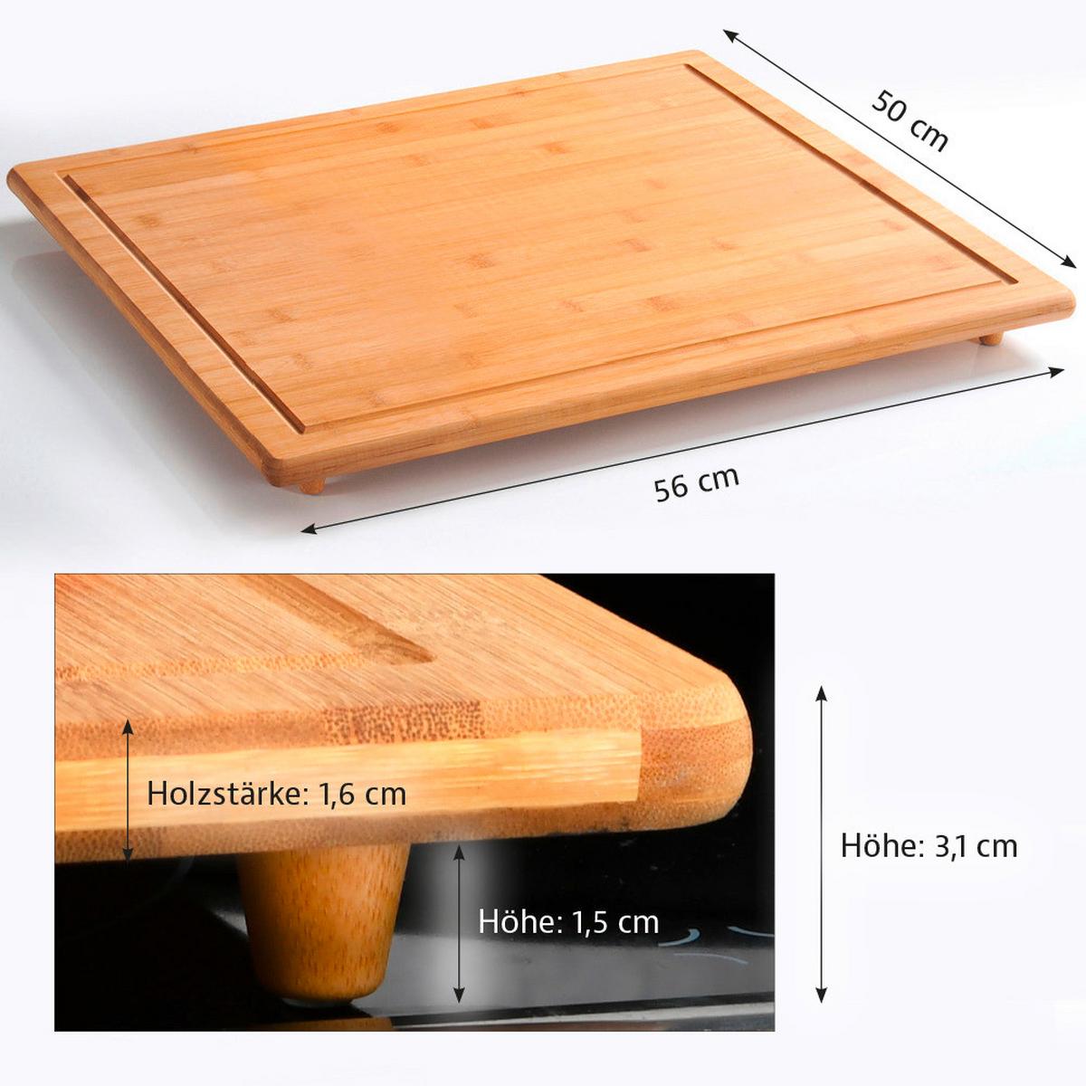 Herdabdeckplatte Bambus, BxHxT: 56x4x50 cm - Braun, Basics, Holz (56/4/50cm) - Kesper