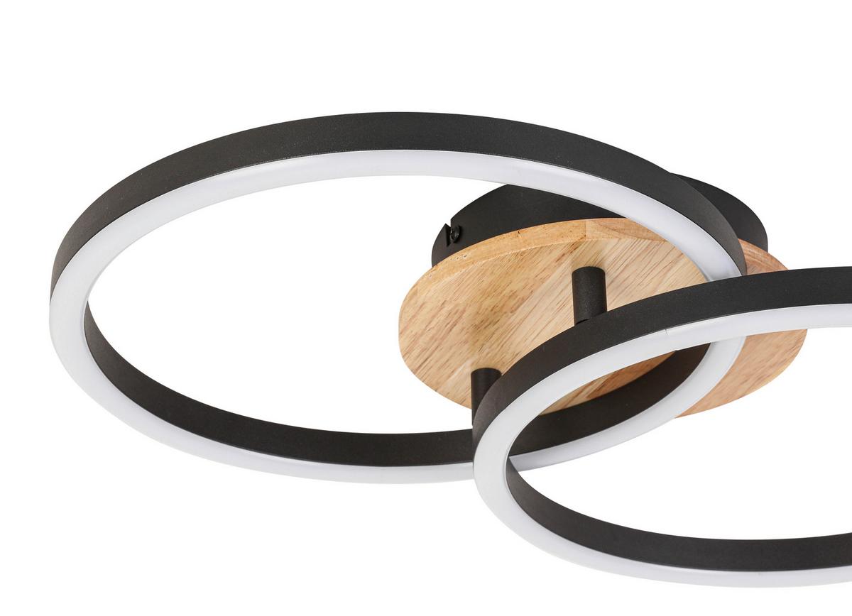 LED-Deckenleuchte Karo - Eichefarben/Schwarz, MODERN, Holz/Kunststoff (50/30/8,5cm) - Luca Bessoni