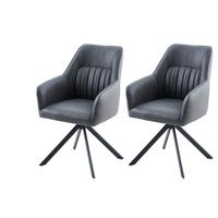 Armlehnstuhl-Set Polina S 2er-Set - Anthrazit/Schwarz, MODERN, Textil/Metall (62/92/67cm) - MID.YOU