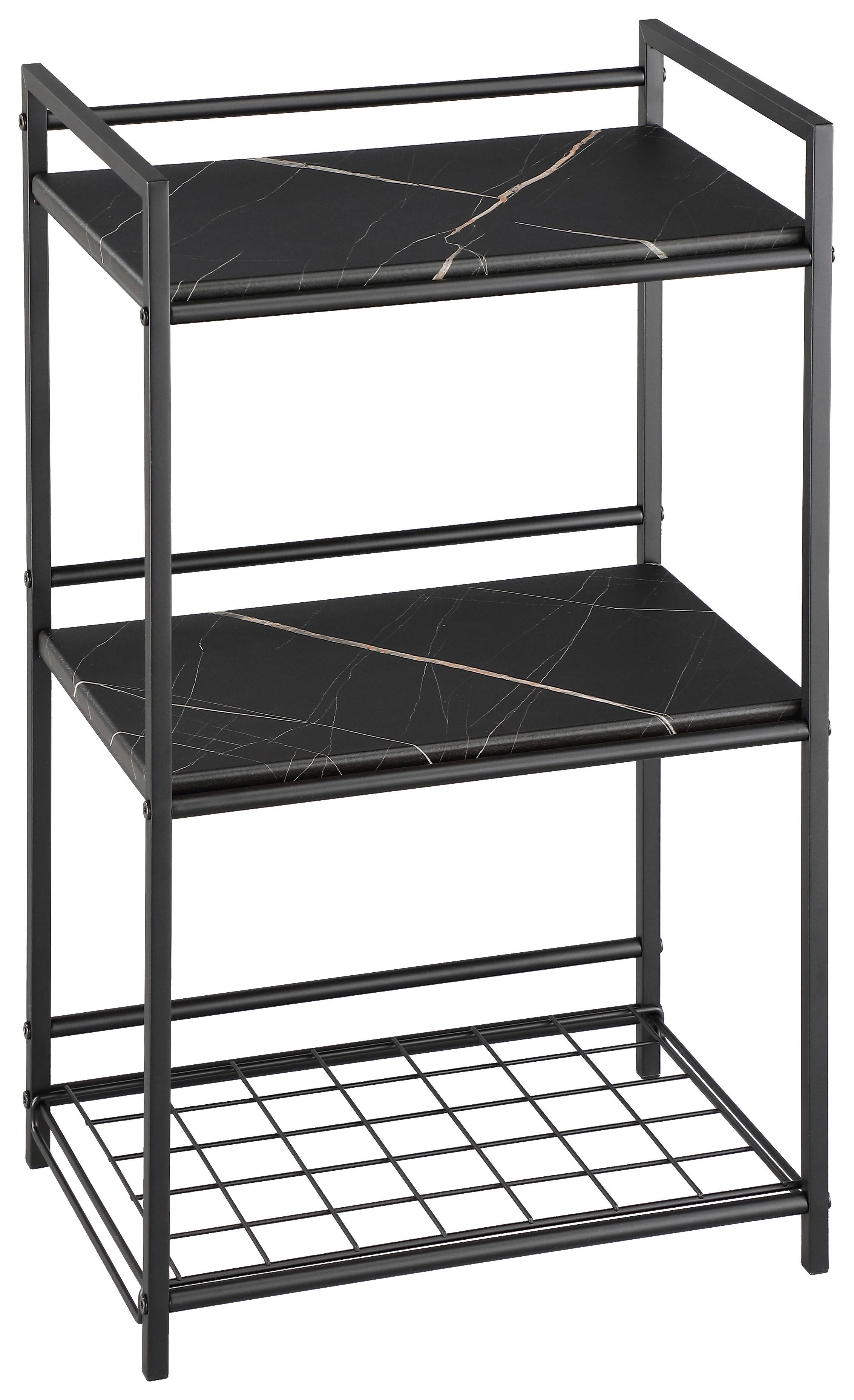 Polc Mila - fekete, Modern, faalapú anyag/fém (43/71/30cm)