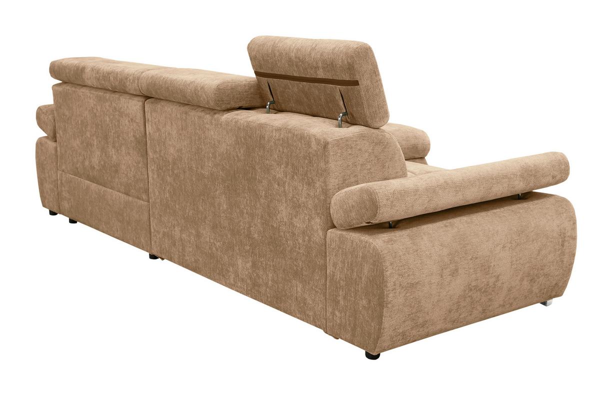 Rohová sedačka VEGAS, pravá, béžovohnedá ženilka - béžovohnedá/strieborná, Design, drevo/textil (294/173cm)