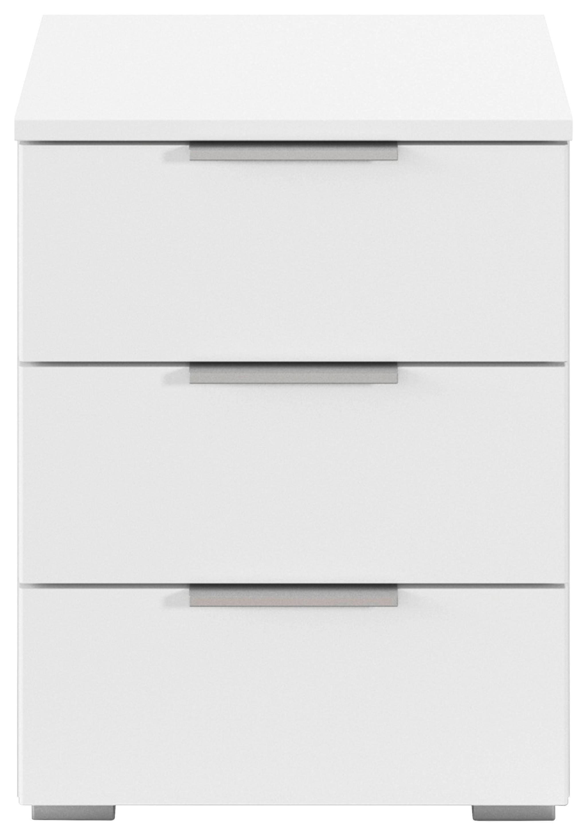 Nachtkästchen Mars 3l Weiß B: 52 cm - Alufarben/Weiß, Basics, Holzwerkstoff (40/52/40cm)