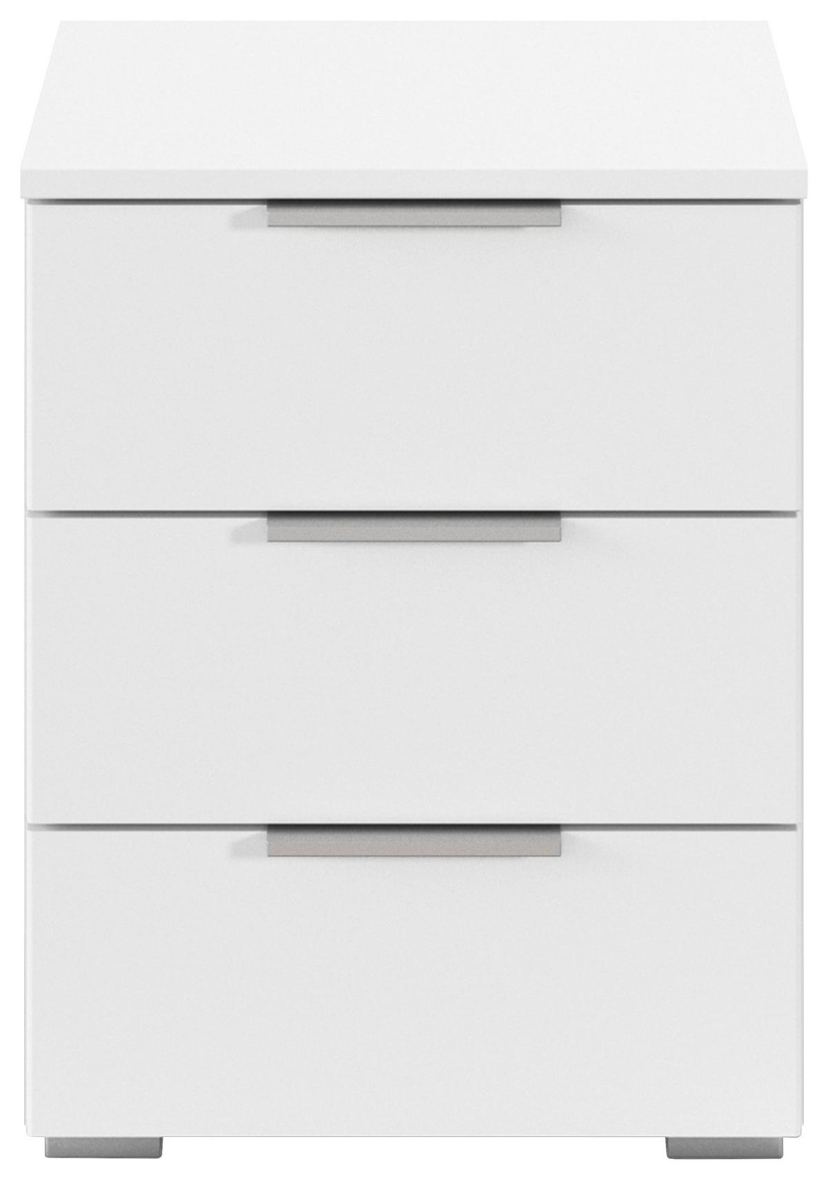 Nachtkästchen Mars 3l Weiß B: 52 cm - Alufarben/Weiß, Basics, Holzwerkstoff (40/52/40cm)