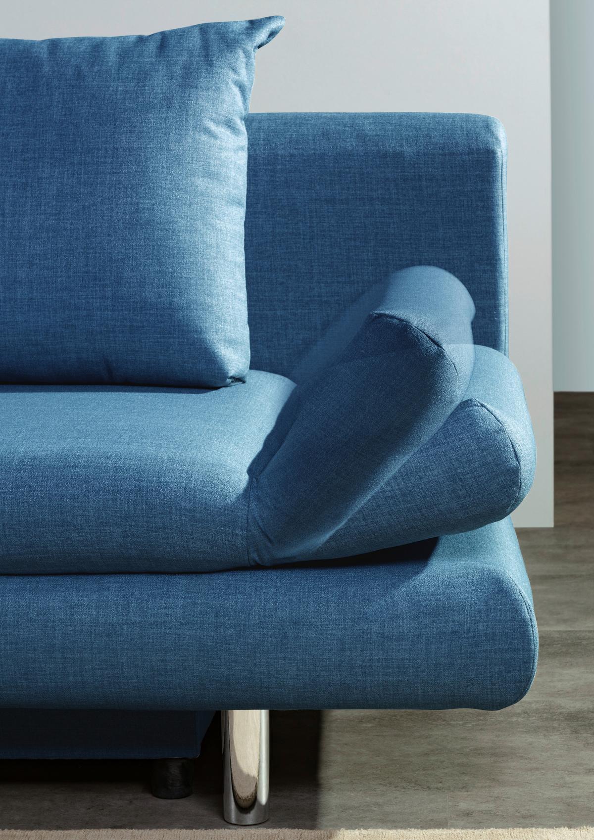 Schlafsofa Sorini, Blau B: 194 Cm - Chromfarben/Blau, Design, Textil (194/73/91cm) - MID.YOU
