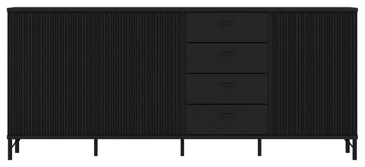 Tálalószekrény Lusaka - fekete, Trend, faalapú anyag (200/87/40cm)