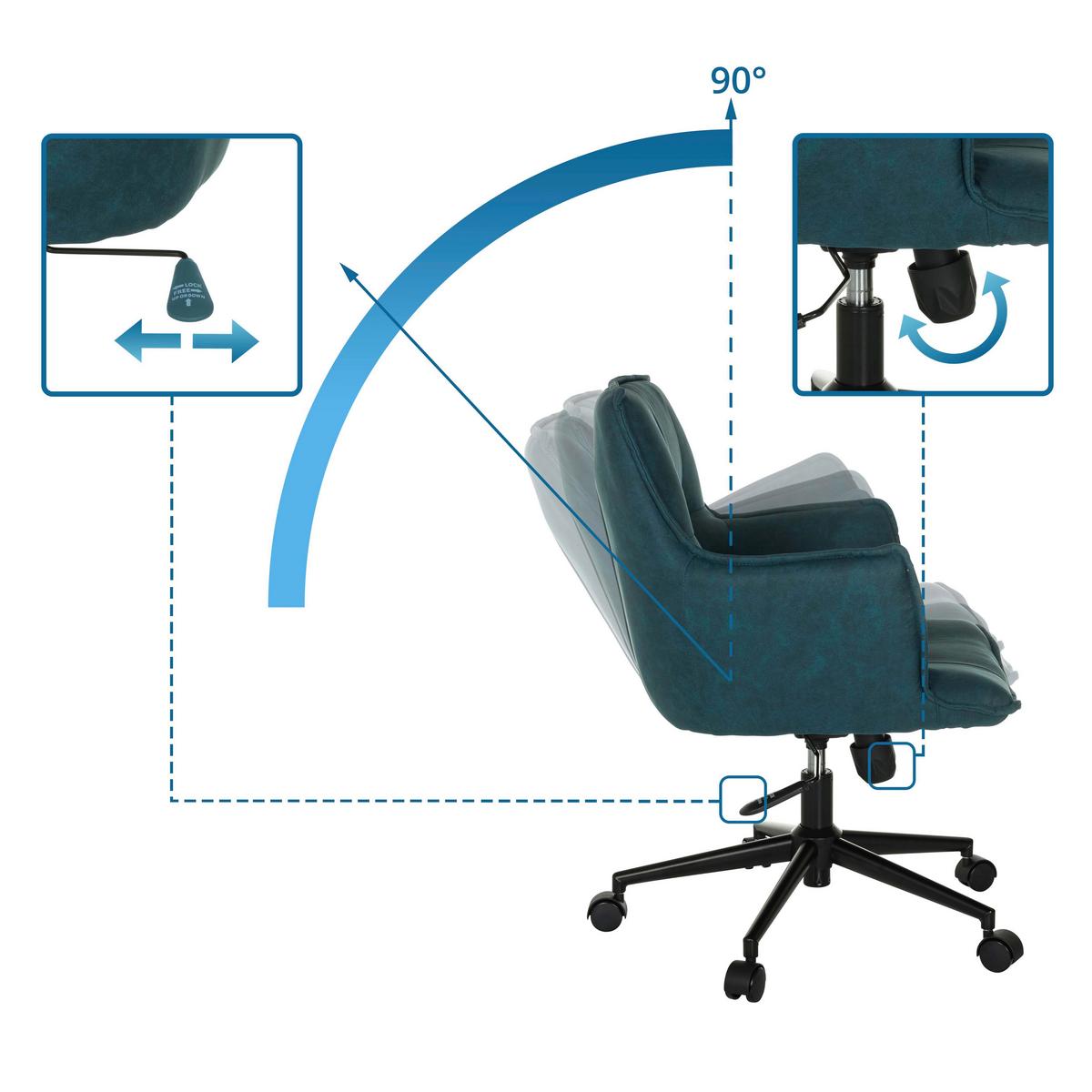 Drehstuhl Solao Life Dunkelblau B: 54 cm - Schwarz/Dunkelblau, MODERN, Kunststoff/Textil (54/85/70cm) - MID.YOU