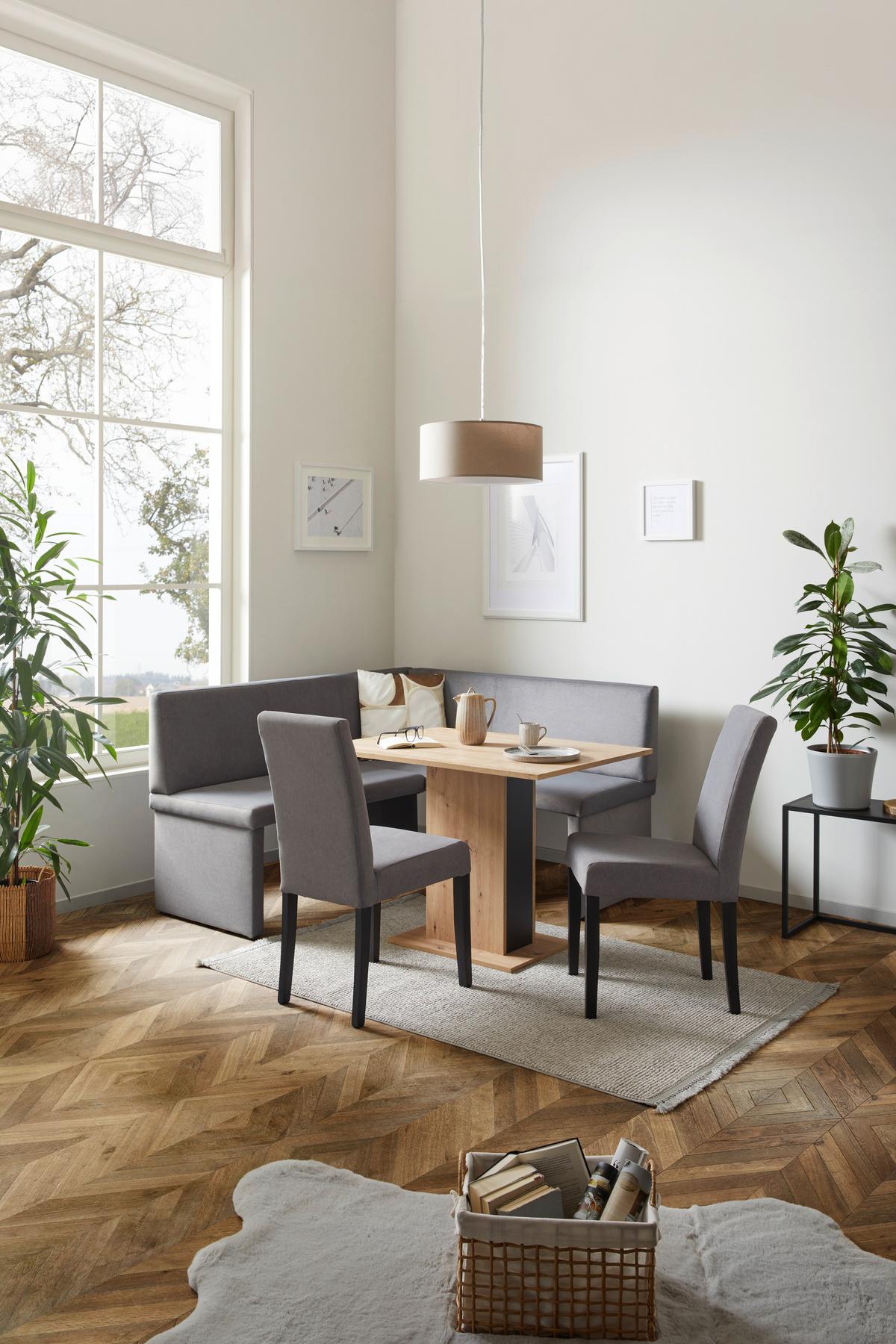 Eckbank Campel - Schwarz/Grau, KONVENTIONELL, Textil (167/147cm)