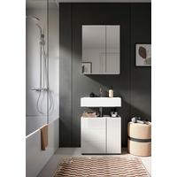 Badezimmer Vira - Weiß Hochglanz/Schwarz, MODERN, Holzwerkstoff (60cm) - MID.YOU