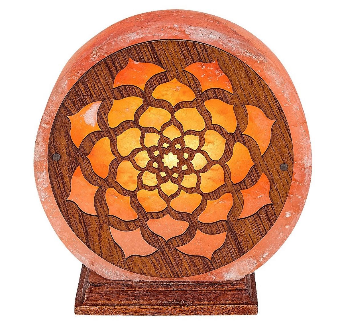 Sólámpa Mandali - barna/narancs, Basics, kő/fa (16.5cm)