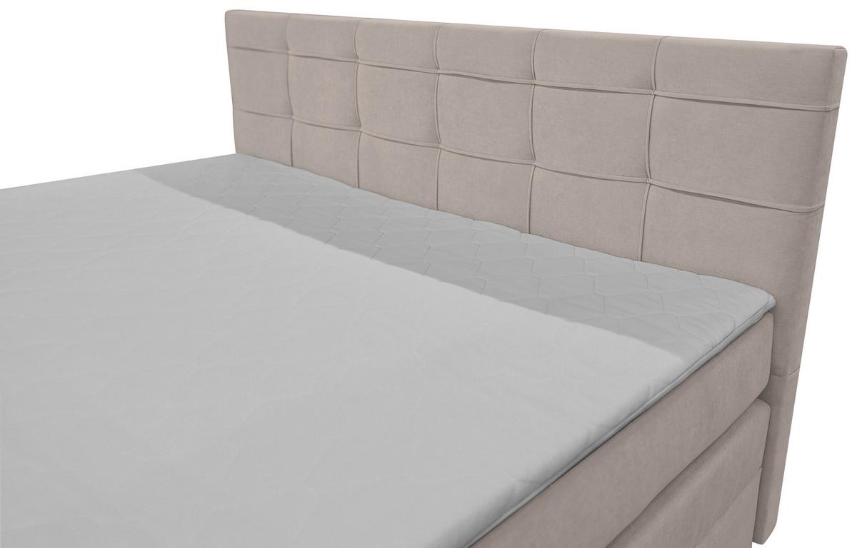 Boxspringbett Mitto mit Topper 140x200 cm - Lavagrau/Schwarz, KONVENTIONELL, Textil/Metall (140/200cm)