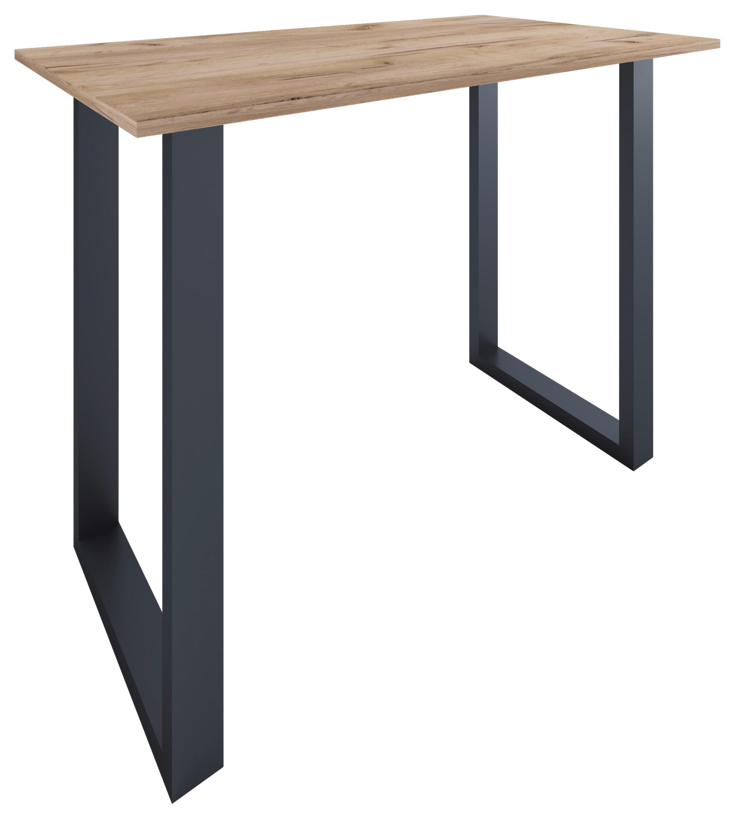 Bartisch Xona B 140x80 - Honigeiche/Silberfarben, KONVENTIONELL, Holzwerkstoff/Metall (140/102/80cm)