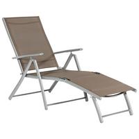 Gartenliege Deckchair Taupe - Taupe/Silberfarben, MODERN, Textil/Metall (64/87/140cm) - Gardenson