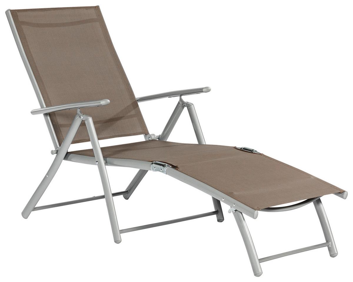 Gartenliege Deckchair Taupe - Taupe/Silberfarben, MODERN, Textil/Metall (64/87/140cm) - Gardenson