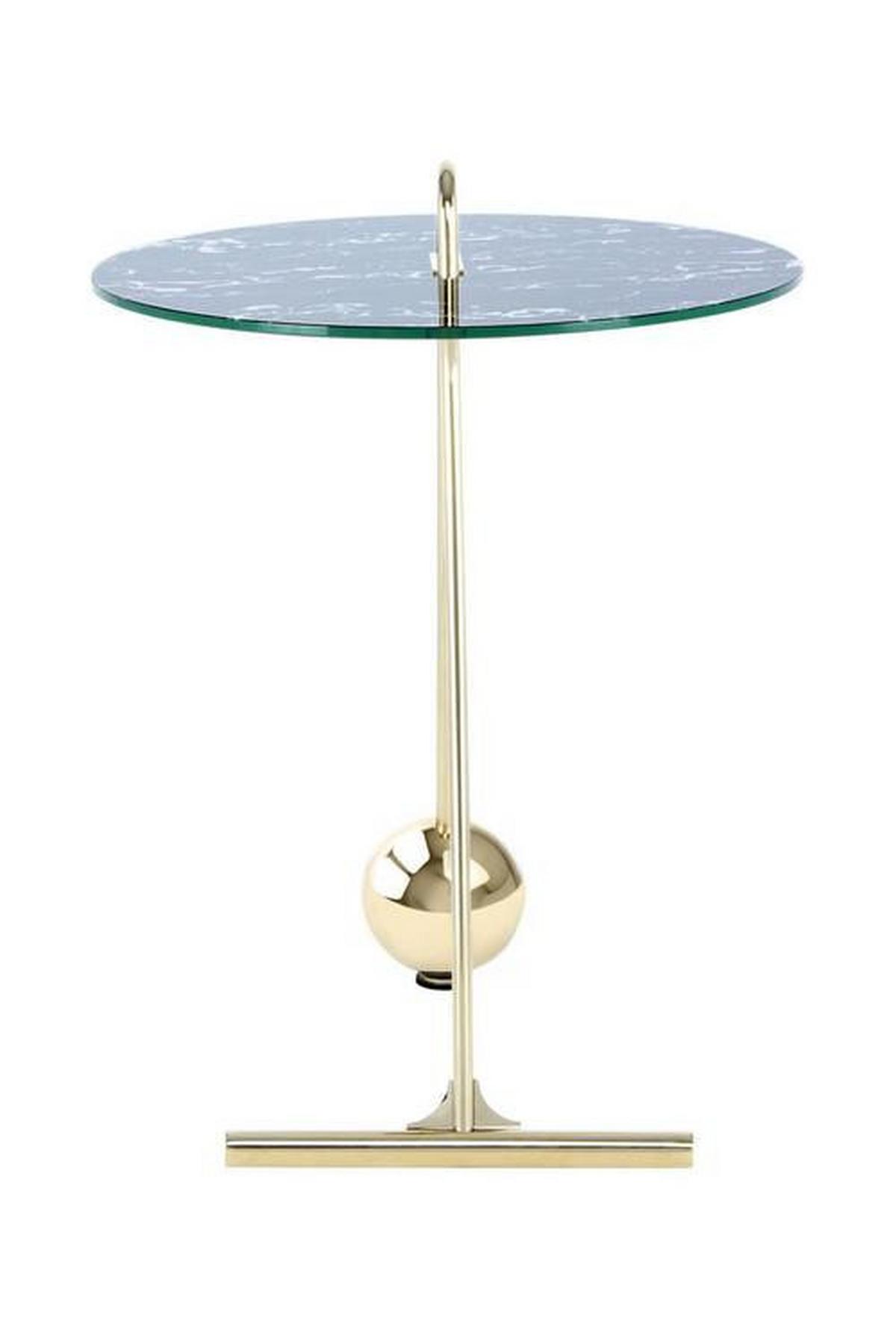 Príručný stolík JAN - čierna/zlatá, Basics, kov/sklo (46/60cm)