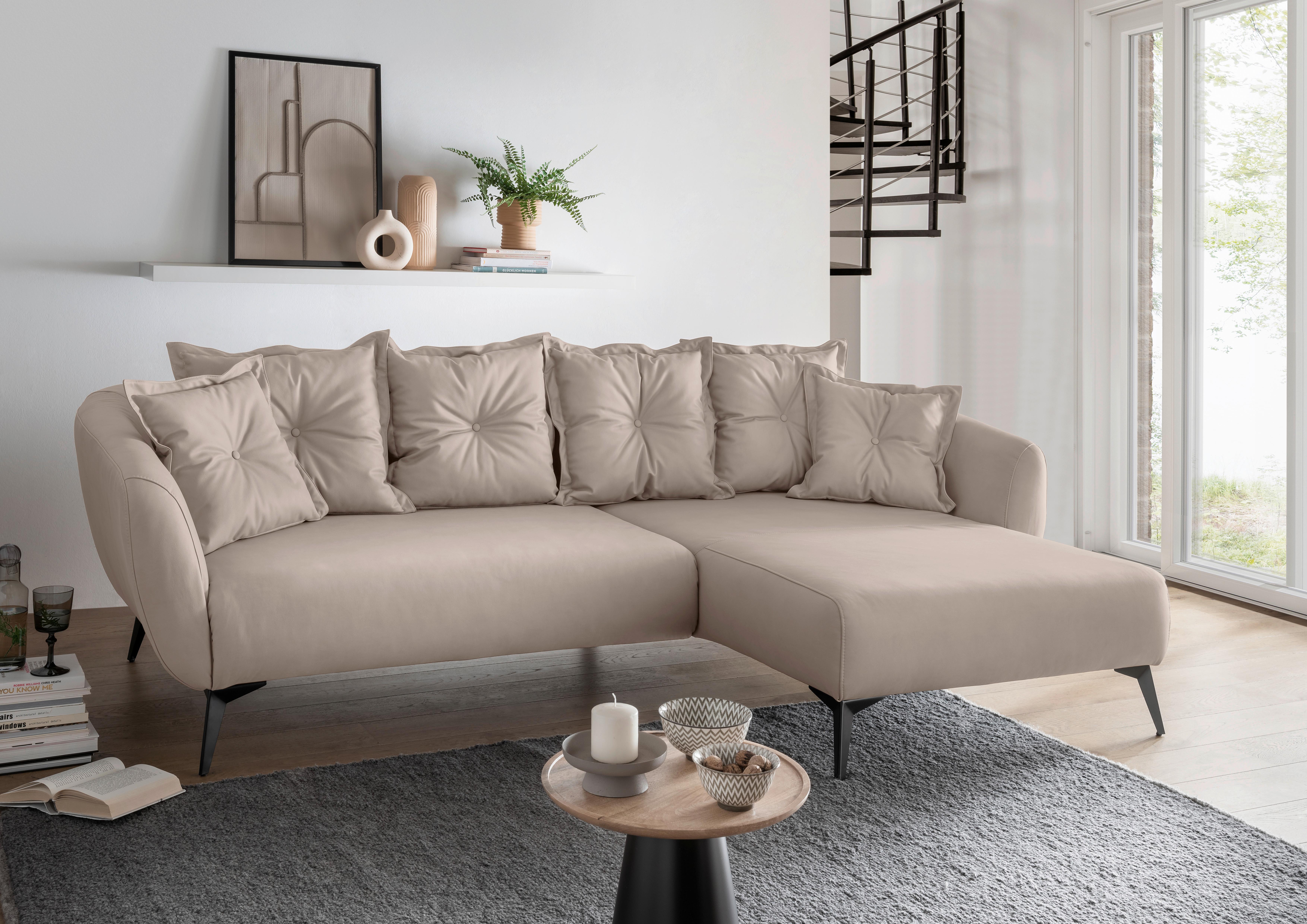 Ecksofa Baggio Beige S: 277x162 cm - Beige/Schwarz, MODERN, Textil (277/162cm) - Livetastic